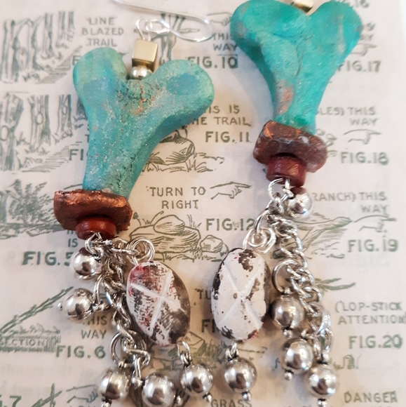 Bleu Heart Stoneware Clay Earrings NWT - Picture 5 of 6